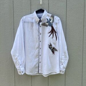 Victor Jesse elegant White Designer‎ 100% linen Shirt medium